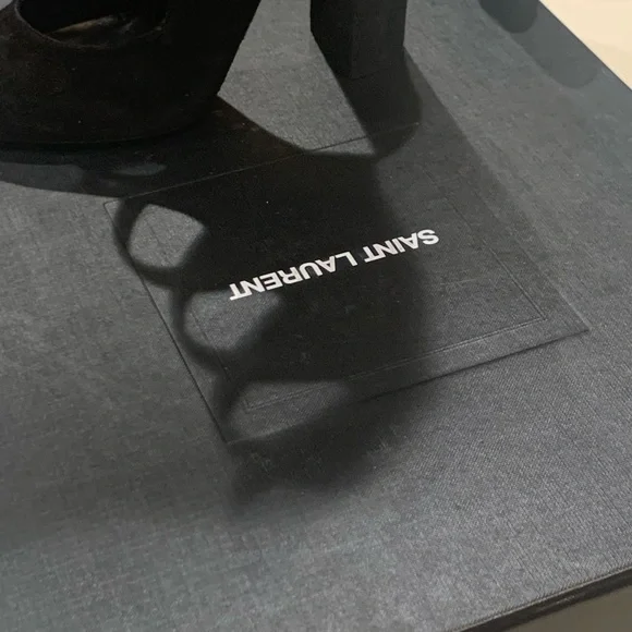 NWB RARE Saint Laurent Joplin Gladiator $3K Black Suede Boots Shoes Heels sz 37 - Picture 12 of 12